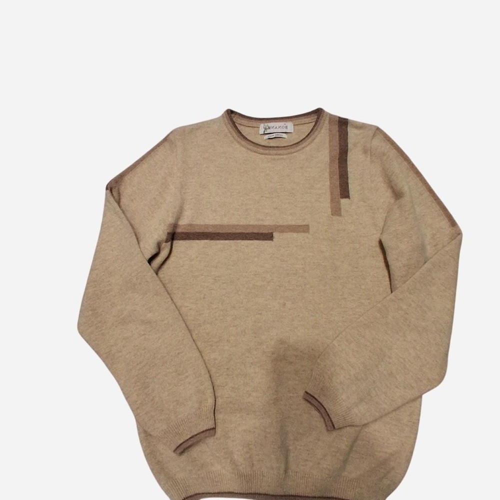 VANNI Men's Tan Crewneck Sweater
